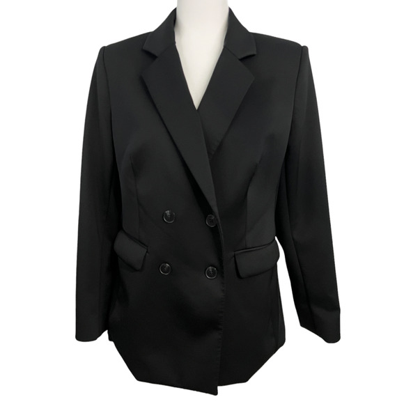 Express Super Soft Double Knit Black Double-Breasted Blazer - Picture 4 of 14